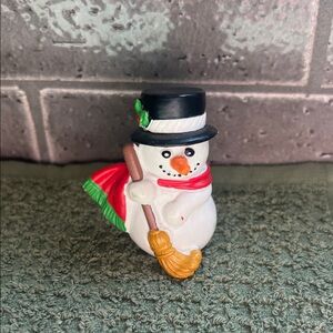 Vintage 1980 Wallace Berrie PVC Snowman Holiday Decor with Red Scarf